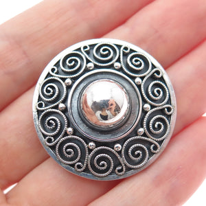 GUSTAV HAUBER 835 Silver Vintage Germany Spiral Oxidized Pin Brooch