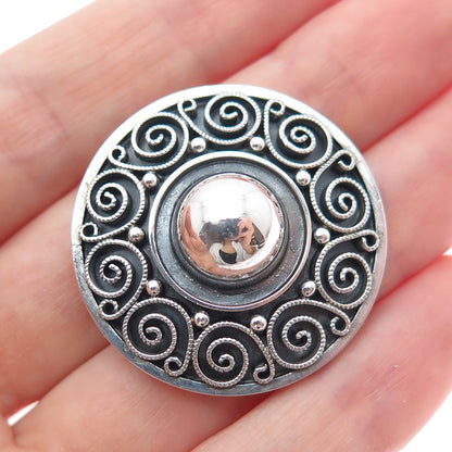 GUSTAV HAUBER 835 Silver Vintage Germany Spiral Oxidized Pin Brooch