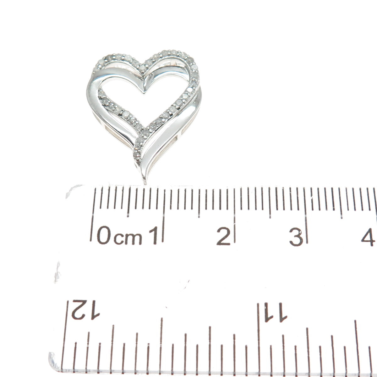 RL RICHLINE Sterling Silver Real Round-Cut Diamond Double Heart Slide Pendant