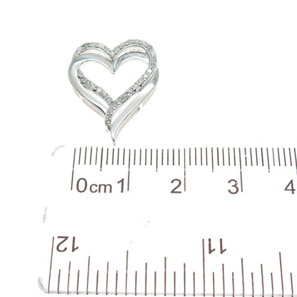 RL RICHLINE Sterling Silver Real Round-Cut Diamond Double Heart Slide Pendant
