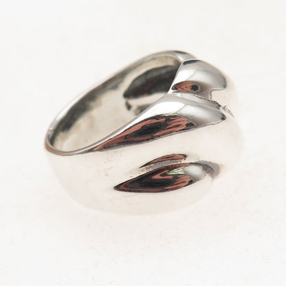Joseph Esposito 925 Sterling Silver Vintage Modernist Oxidized Ring Size 9.25