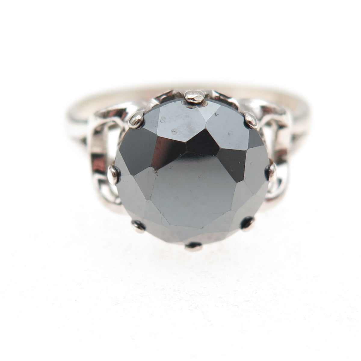 Clark & Coombs 925 Sterling Silver Antique Art Deco Real Hematite Ring Size 7.5
