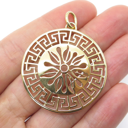 ROSS SIMONS 925 Sterling Silver Gold Plated Greek Maze Flower Pendant