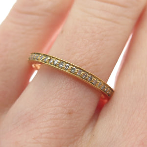 925 Sterling Silver Gold Plated Real Round-Cut Diamond Eternity Ring Size 6.75