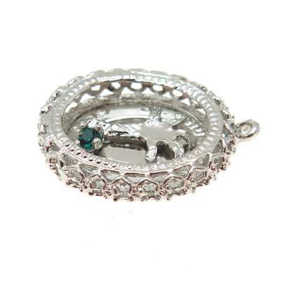 925 Sterling Silver Vintage Nano Emerald St. Thomas Tree of Life Pendant