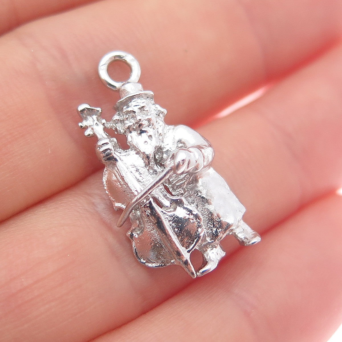 MORIAH 925 Sterling Silver Vintage Upright Bass Musician Mini Charm Pendant