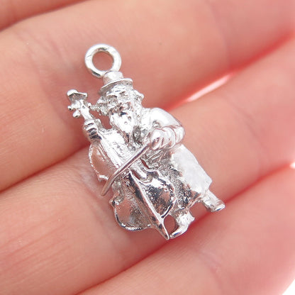 MORIAH 925 Sterling Silver Vintage Upright Bass Musician Mini Charm Pendant