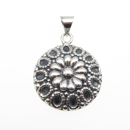 MWS Mark Washerman Samara 925 Sterling Vintage Mexico Flower Oxidized Pendant