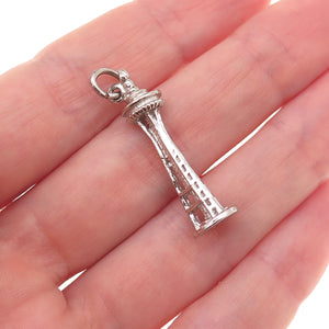 925 Sterling Silver Vintage Seattle Space Needle 3D Charm Pendant