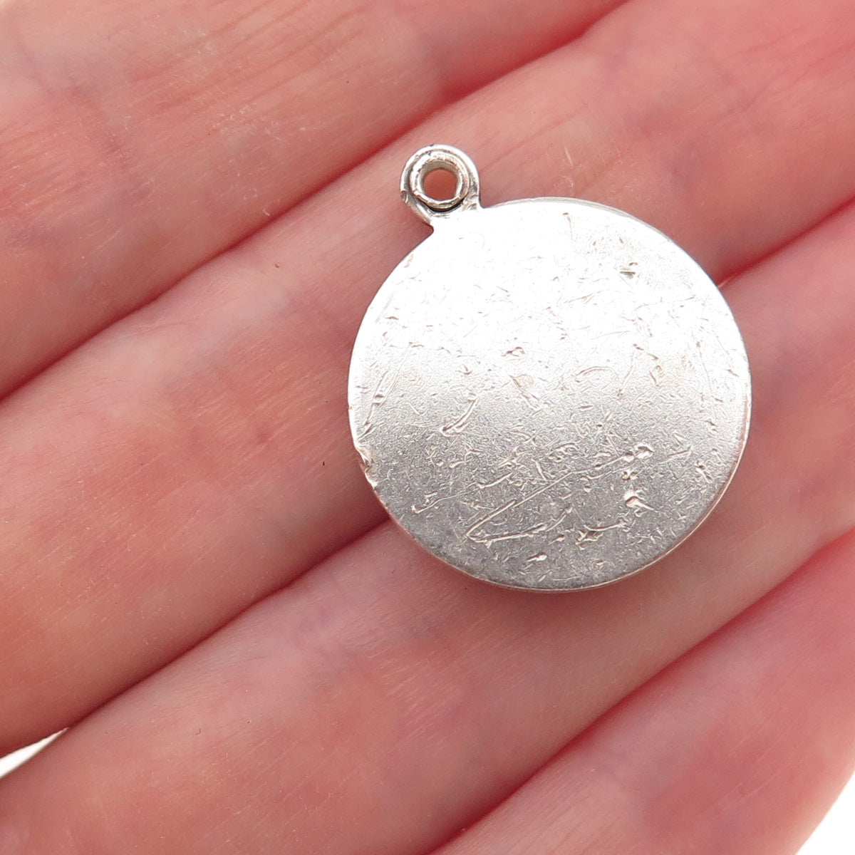 Theda 925 Sterling Silver Vintage St. Christopher Catholic Slide Charm Pendant