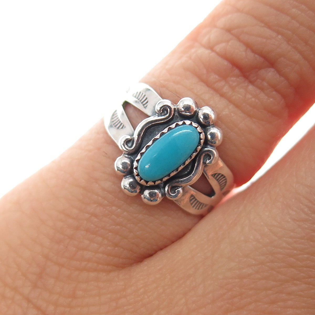 BELL TRADING Old Pawn 925 Sterling Silver Vintage Turquoise Ring Size 4.5