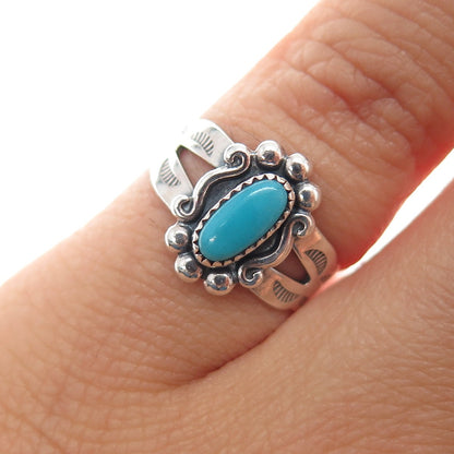 BELL TRADING Old Pawn 925 Sterling Silver Vintage Turquoise Ring Size 4.5