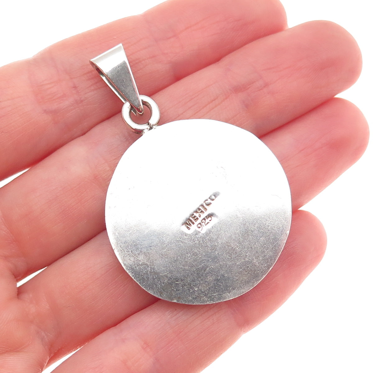 925 Sterling Silver Vintage Mexico Modernist Oxidized Charm Pendant