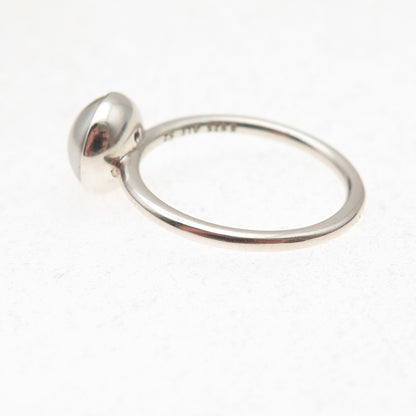 Pandora 925 Sterling Silver Faux Pearl Droplet Ring Size 6