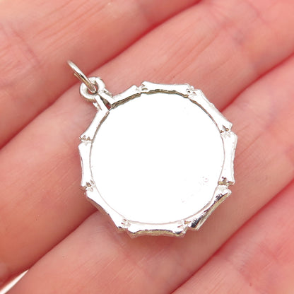 925 Sterling Silver Vintage Faux Pearl Rhinestone Merry Christmas Charm Pendant