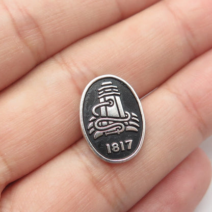 925 Sterling Silver Vintage Black Enamel 1817 Fire Hydrant Lapel Pin