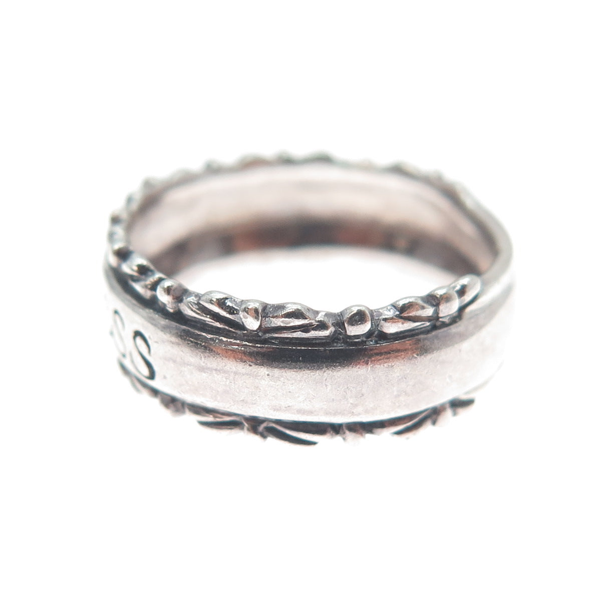 925 Sterling Silver Vintage Happiness Oxidized Band Ring Size 6