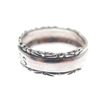 925 Sterling Silver Vintage Happiness Oxidized Band Ring Size 6