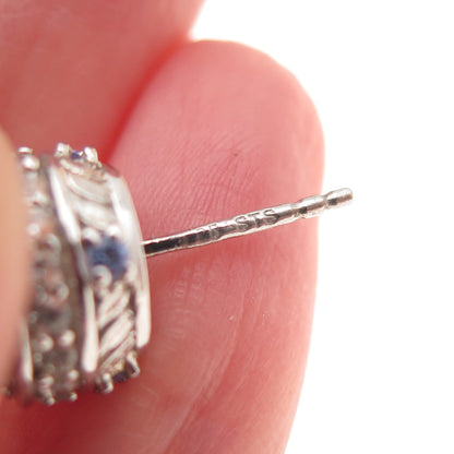Chuck Clemency 925 Sterling Silver Real Tanzanite & White Topaz Stud Earrings
