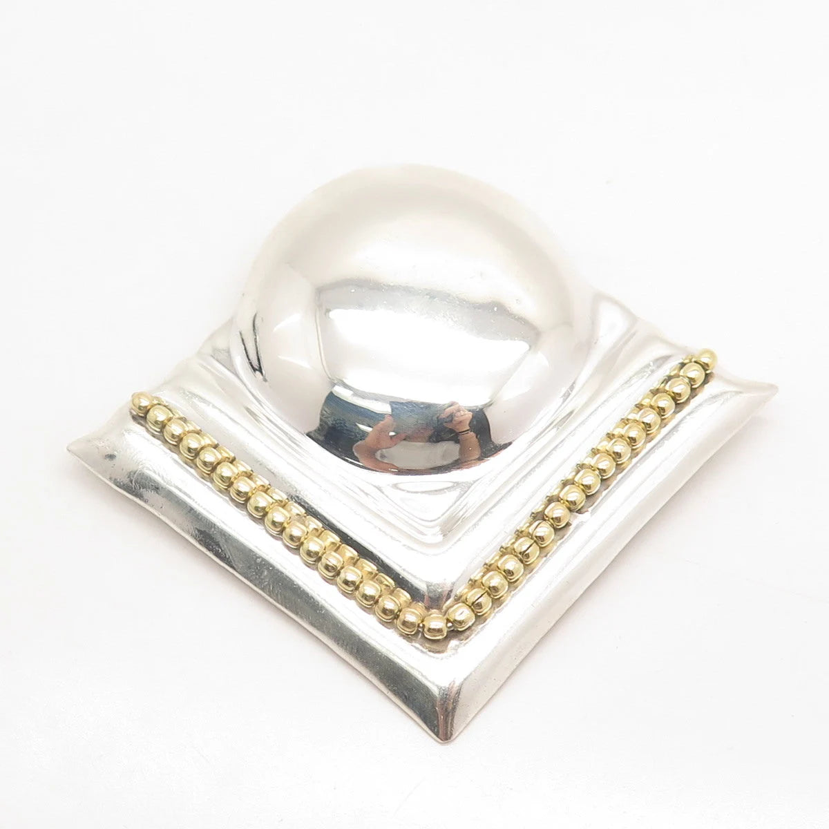 925 Sterling Silver 2-Tone Vintage Mexico Modernist Pin Brooch / Pendant