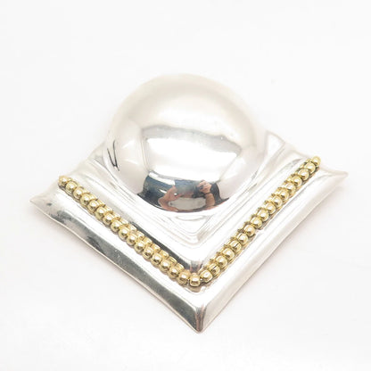 925 Sterling Silver 2-Tone Vintage Mexico Modernist Pin Brooch / Pendant