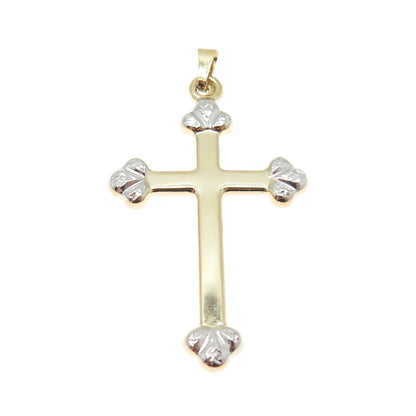 14K Yellow & White Gold Cross Religious Charm Pendant