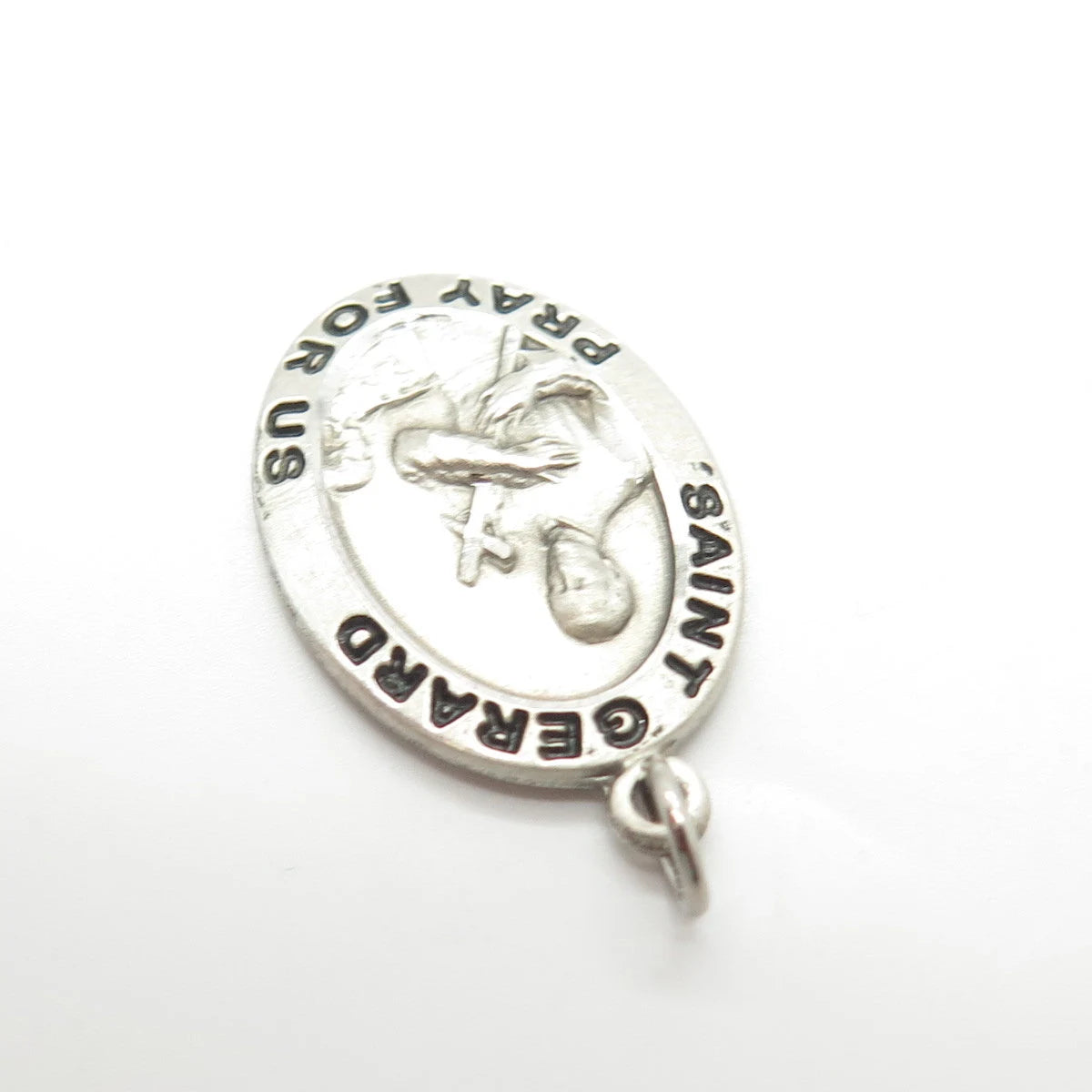 925 Sterling Silver Vintage Enamel Saint Gerard Pray For Us Religious Pendant
