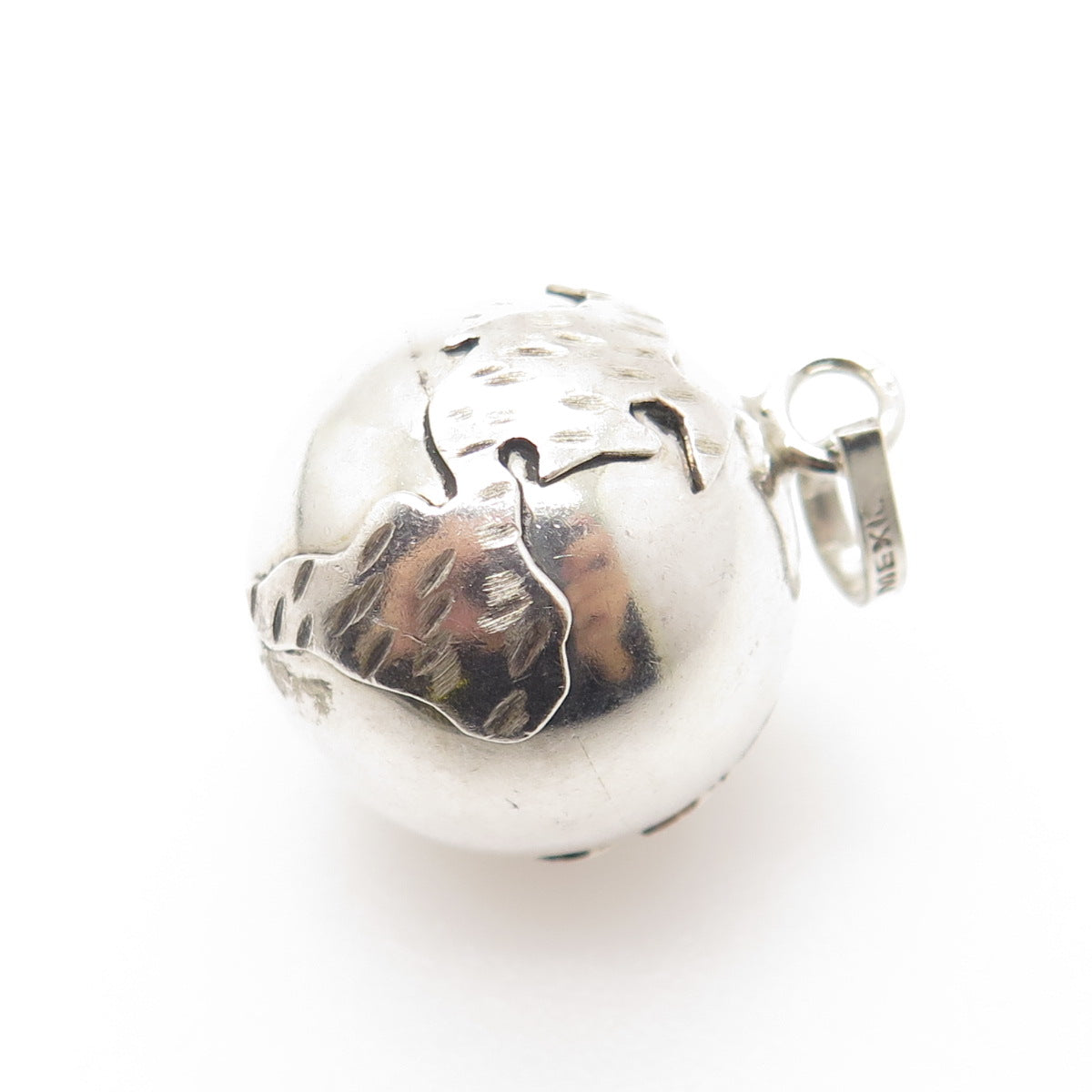 925 Sterling Silver Vintage Mexico Globe Ball Charm Pendant