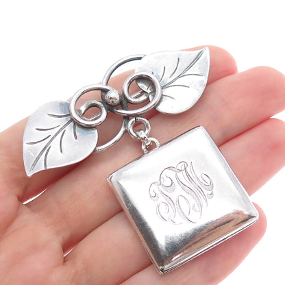 R. BLACKINTON GEORG JENSEN 925 Sterling Silver Antique Floral Locket Brooch #113