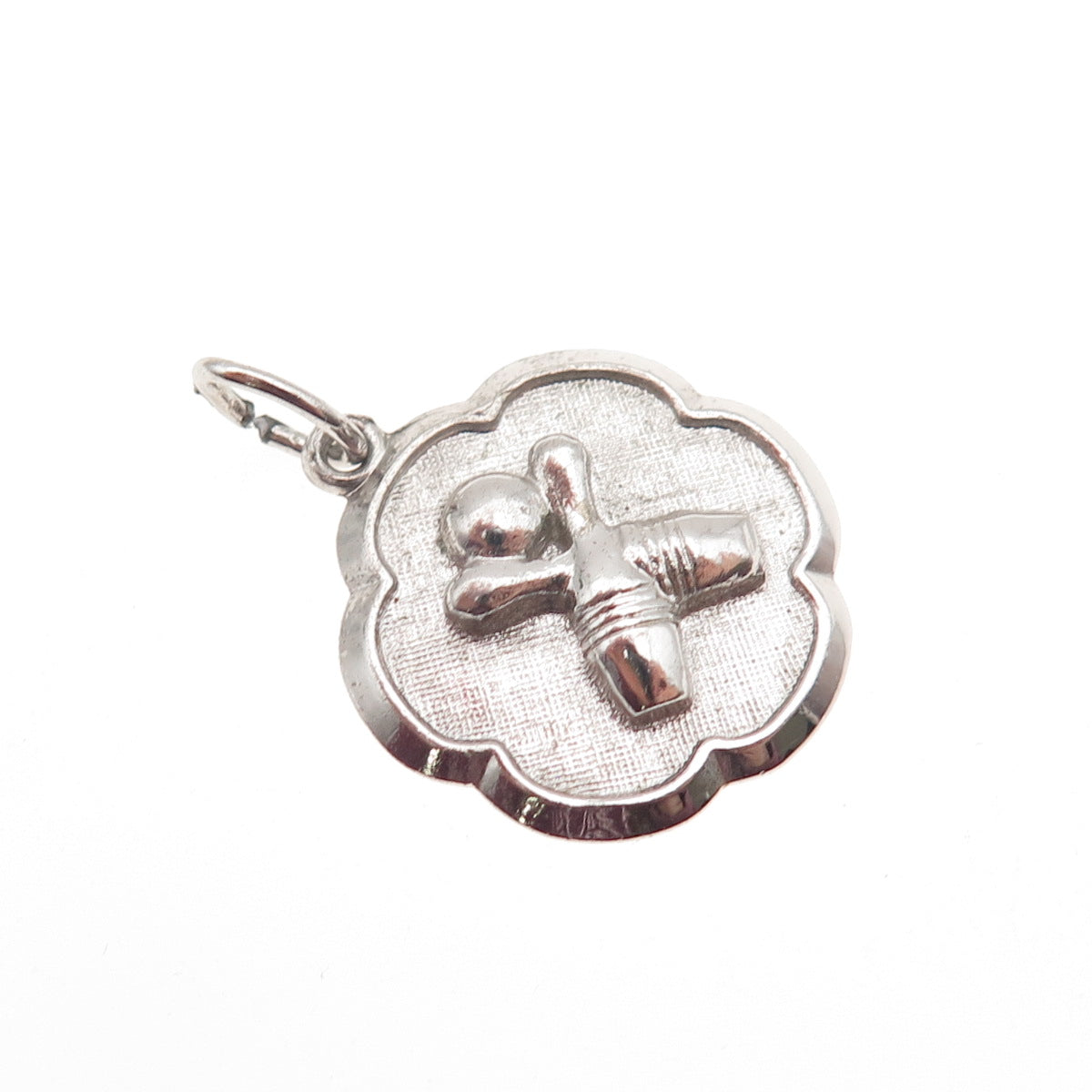 Rembrandt 925 Sterling Silver Vintage Bowling Ball & Pins Mini Charm Pendant