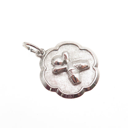 Rembrandt 925 Sterling Silver Vintage Bowling Ball & Pins Mini Charm Pendant