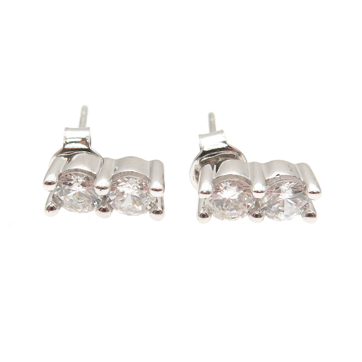 925 Sterling Silver Round-Cut C Z Stud Earrings
