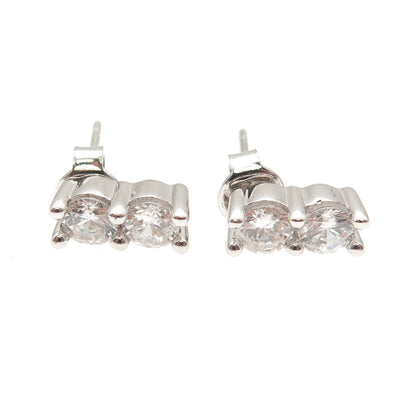 925 Sterling Silver Round-Cut C Z Stud Earrings