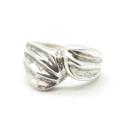 925 Sterling Silver Vintage Mexico Modernist Bypass Ring Size 6.5