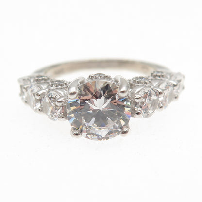 925 Sterling Silver Round-Cut C Z Engagement Ring Size 7