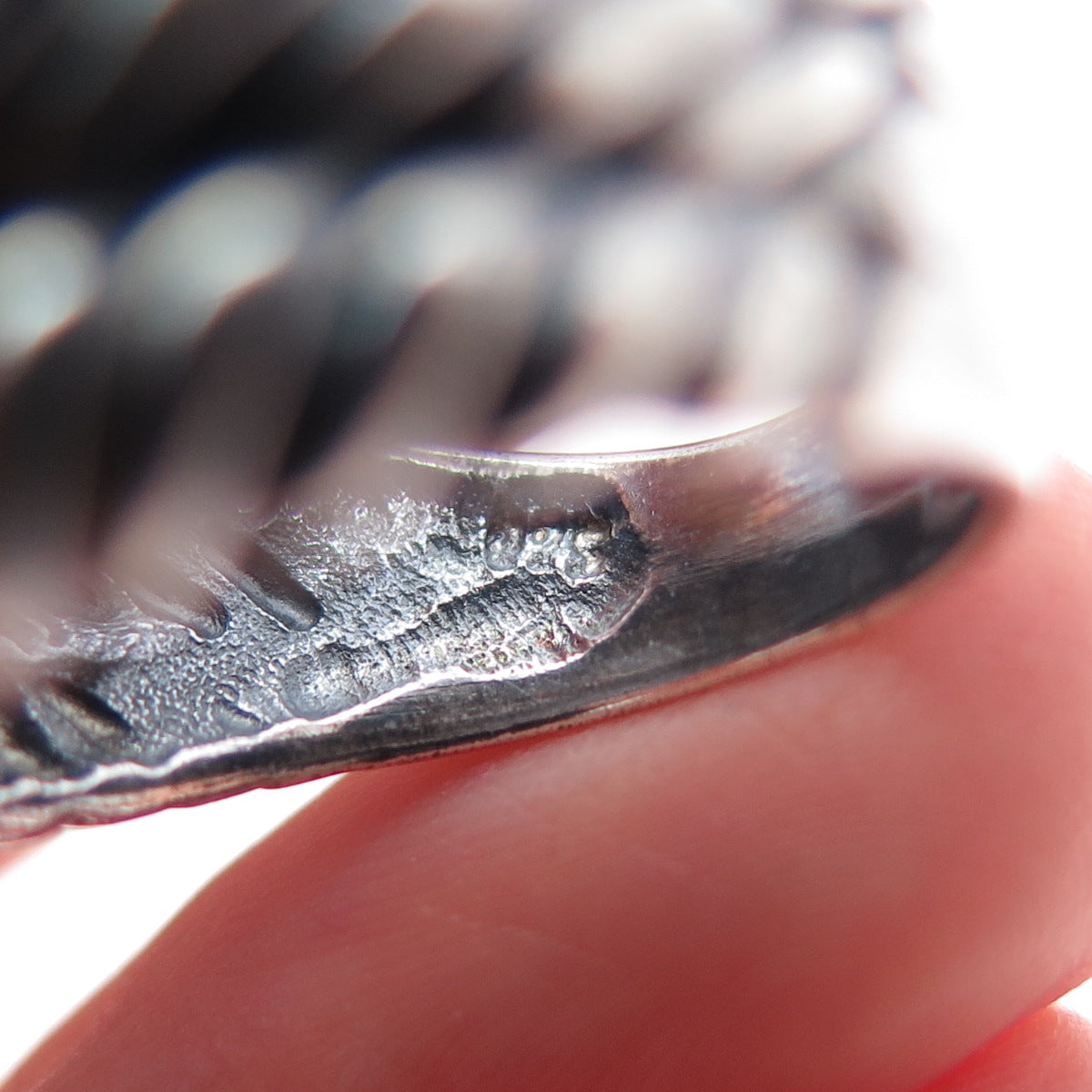 925 Sterling Silver Vintage Modernist Twisted 3-Row Dome Oxidized Ring Size 8.25
