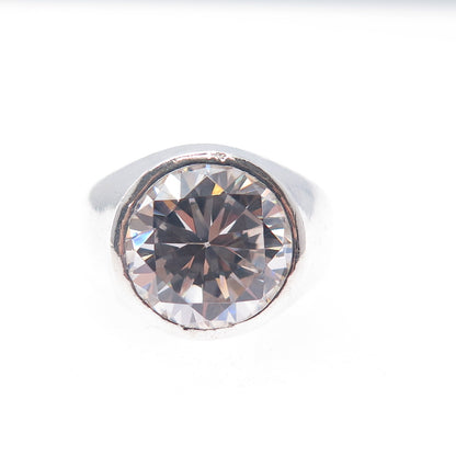 925 Sterling Silver Vintage Round-Cut C Z Modernist Ring Size 8.25