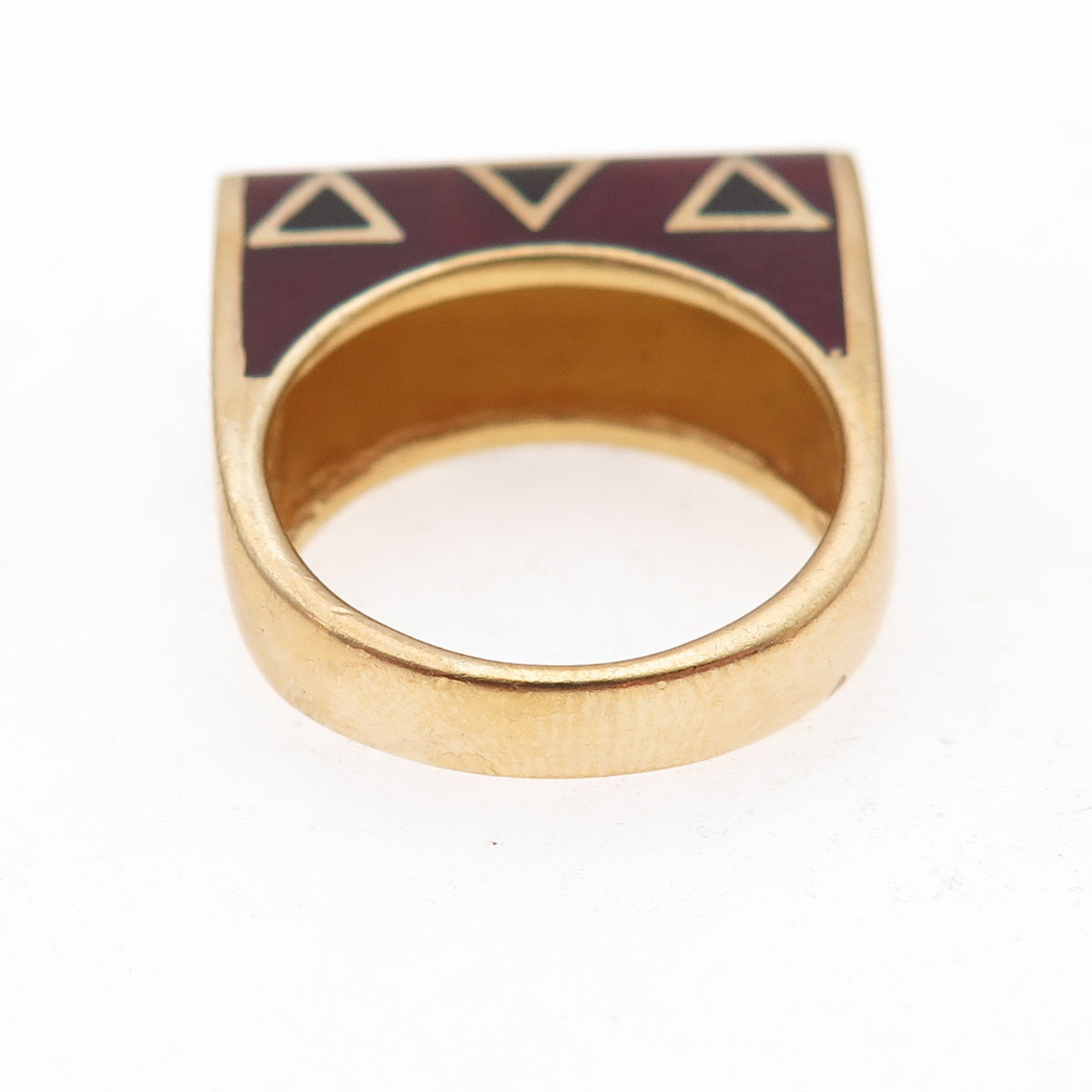 Flli Menegatti 925 Sterling Silver Gold Plated Vintage Italy Enamel Ring Size 8