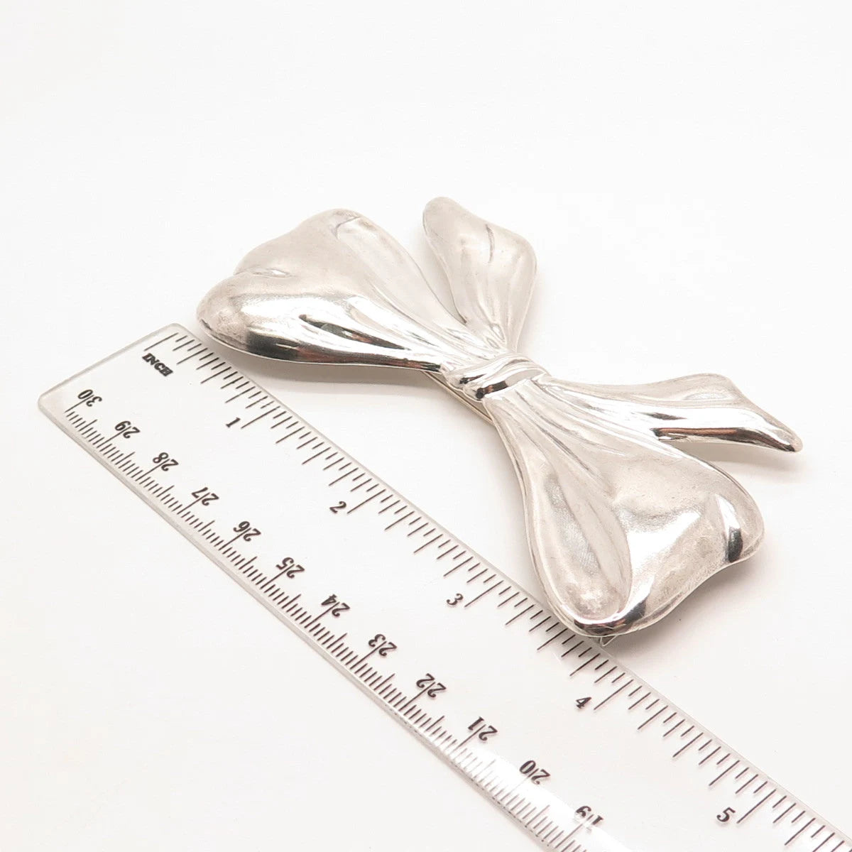 925 Sterling Silver Vintage Bow Large Pin Brooch