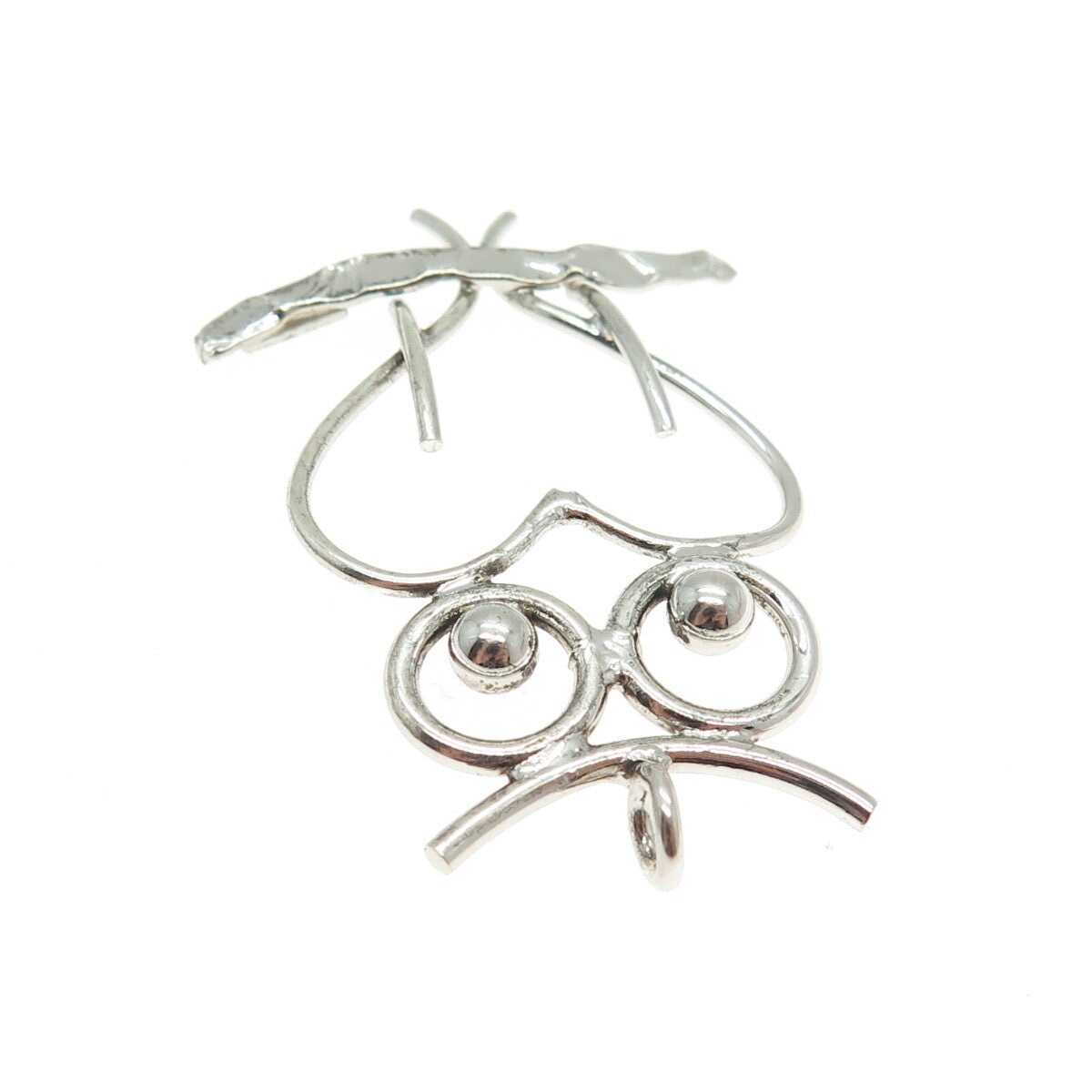 A & Z 925 Sterling Silver Vintage Wise Owl Modernist Pendant