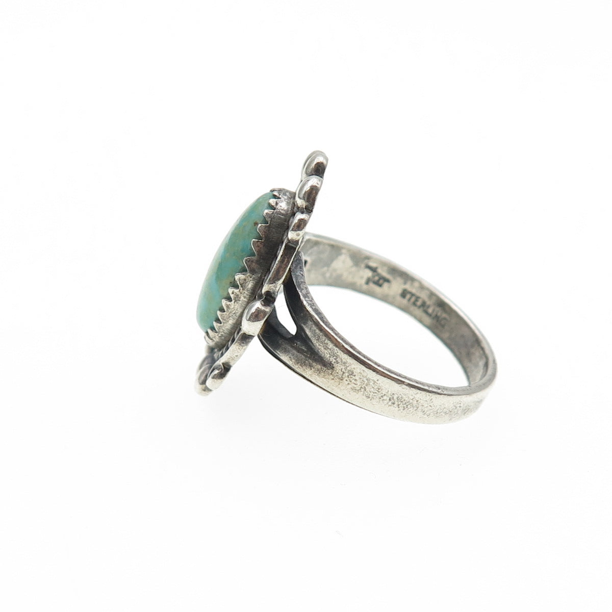 Bell Trading Post Old Pawn Sterling Silver Vintage Turquoise Tribal Ring Size 5