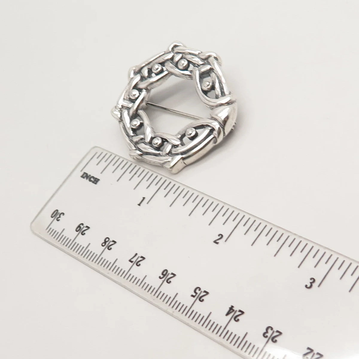 925 Sterling Silver Vintage Italy Ornate Pin Brooch