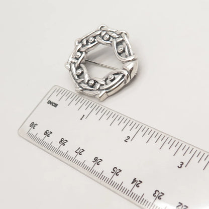 925 Sterling Silver Vintage Italy Ornate Pin Brooch