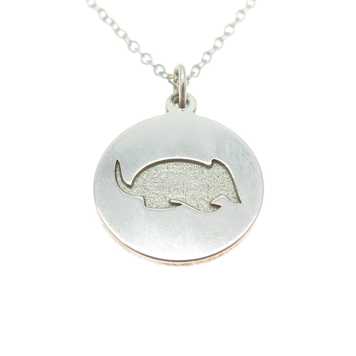 925 Sterling Silver Badger Round Tag Cable Chain Necklace 18"