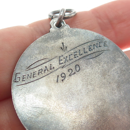 MOELLER Sterling Silver Antique 1920 General Excellence Public School 30 Pendant