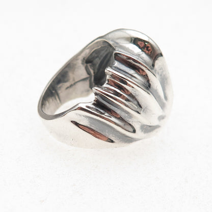925 Sterling Silver Vintage Mexico Modernist Oxidized Ring Size 7.5