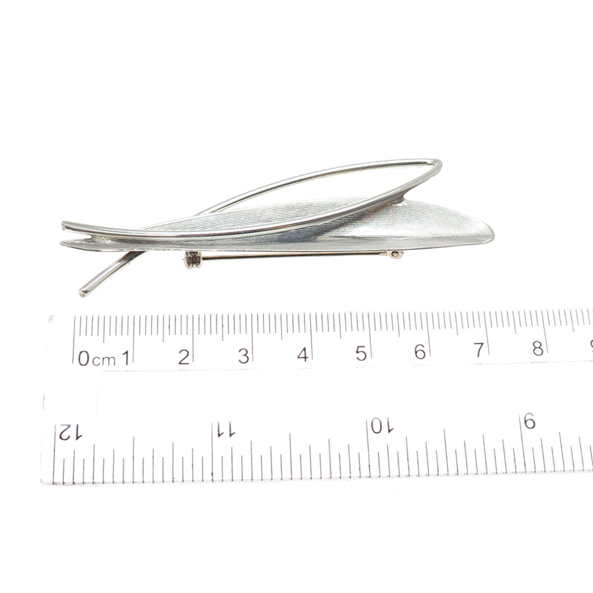 BEAU 925 Sterling Silver Vintage Modernist Floral Pin Brooch