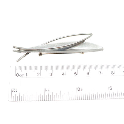 BEAU 925 Sterling Silver Vintage Modernist Floral Pin Brooch