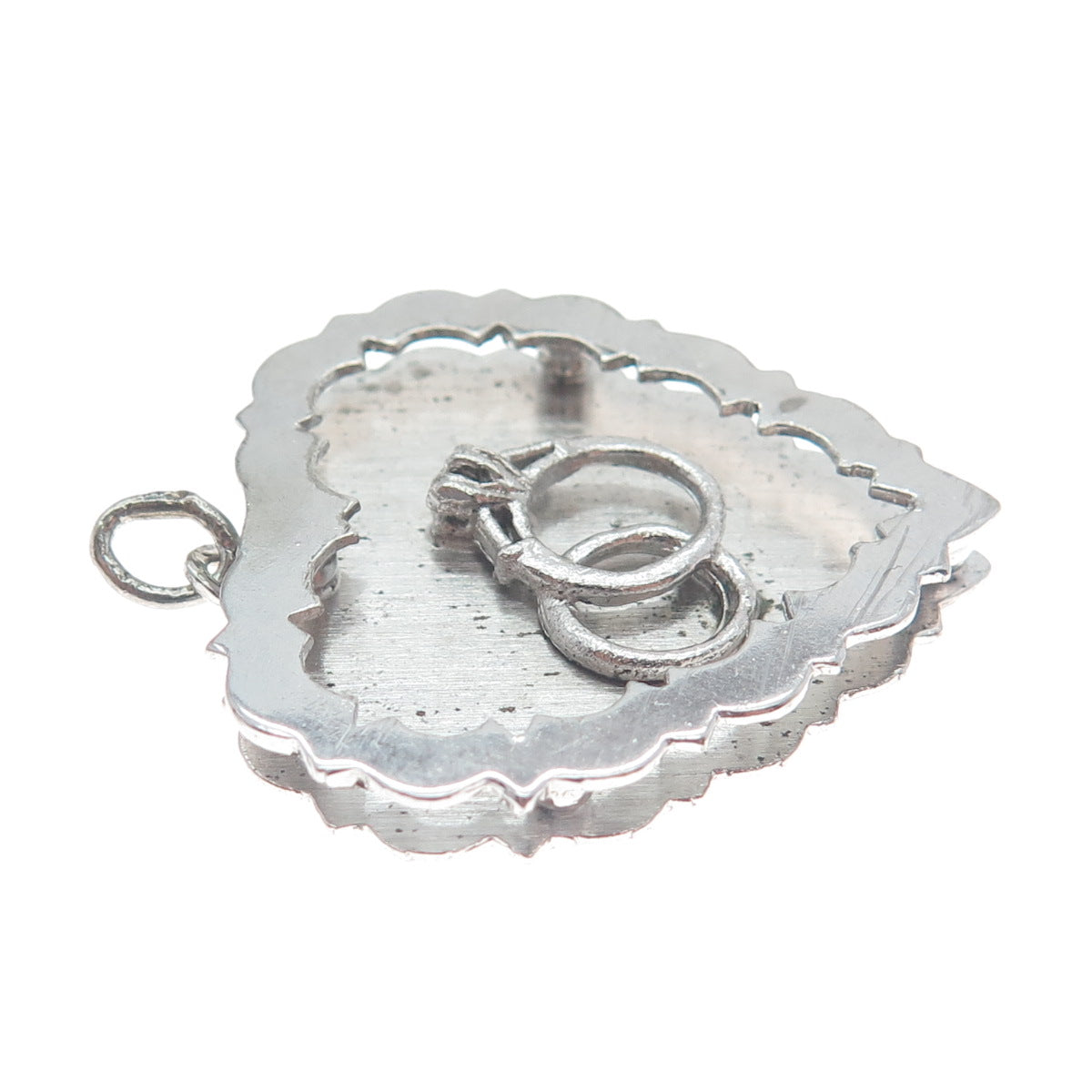 925 Sterling Silver Vintage Wedding Rings Heart Love Pendant