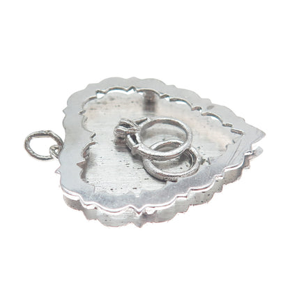 925 Sterling Silver Vintage Wedding Rings Heart Love Pendant